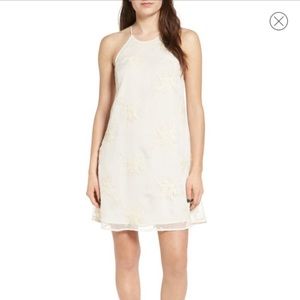 ASTR White Strappy Embroidered Shift Dress